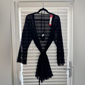 3X/4X - Shirley of Hollywood Black Sheer Robe (2 PC set)